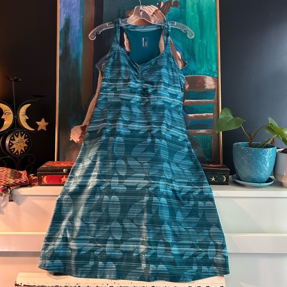 Mondetta Teal Patterned Sleeveless Midi Dress
